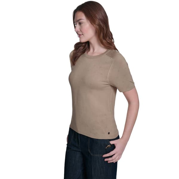 Womens Tommy Hilfiger Short Sleeve Solid Pointelle Sweater
