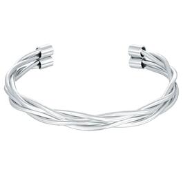 Mens Lynx Stainless Steel Twisted Cuff Bangle Bracelet