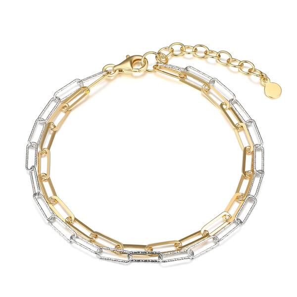 Forever Facets 18kt. Gold Plated Paperclip Chain Bracelet - image 
