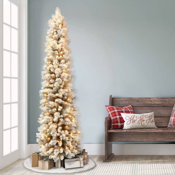 Puleo International 6.5ft. Pre-Lit Flocked Christmas Tree