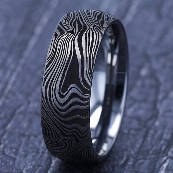 Mens Endless Affection&#8482; 8mm Tungsten Marble Wedding Band