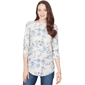 Womens Emaline Key Items 3/4 Sleeve Boat Neck Pebble Knit Printe - image 1