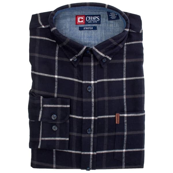 Mens Chaps Long Sleeve Stretch Flannel Shirt - Midnight - image 