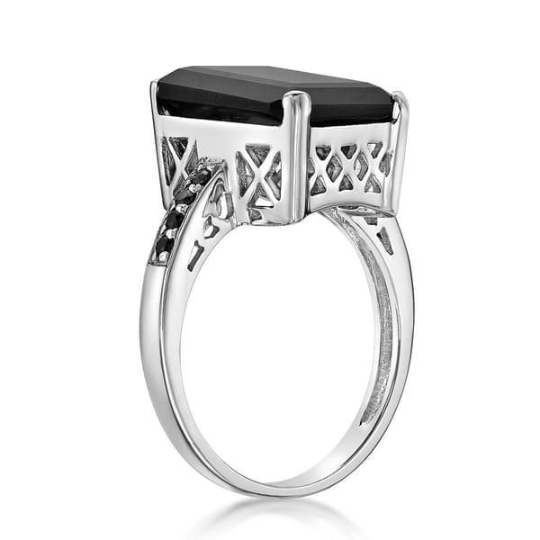 Gemminded Sterling Silver Spinel Accent Onyx Ring