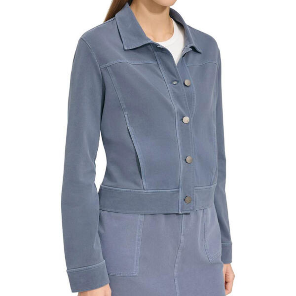 Womens Andrew Marc Sport Washed Knit Twill Button Front Jacket - image 