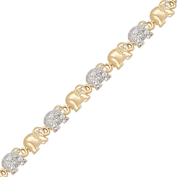 Gianni Argento Gold 1/ctw. Diamond Elephant Link Bracelet - image 