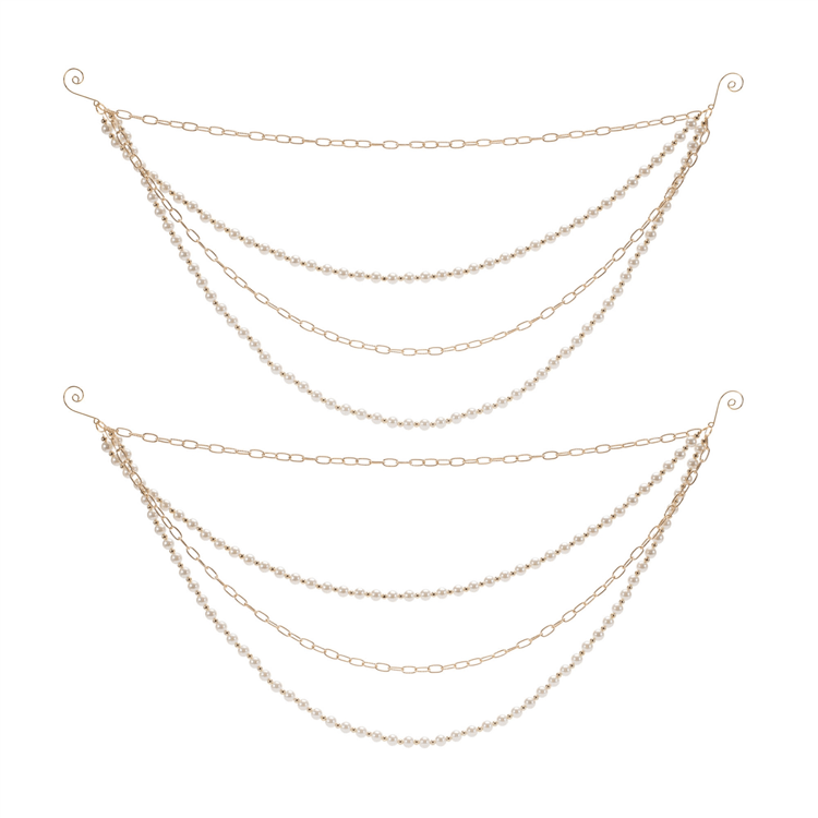 Melrose Pearl Bead & Chain Link Garland - Set of 2