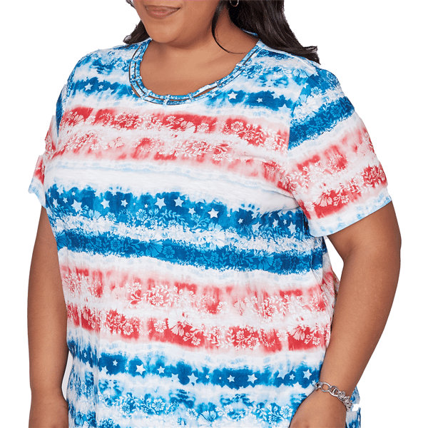 Plus Size Alfred Dunner Lady Liberty Americana Tie Dye Blouse