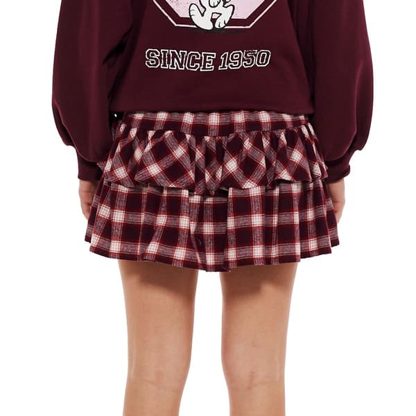 Juniors No Comment Plaid Ruffle Mini Skort
