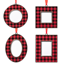 Northlight 4ct. Buffalo Plaid Photo Frame Christmas Ornaments