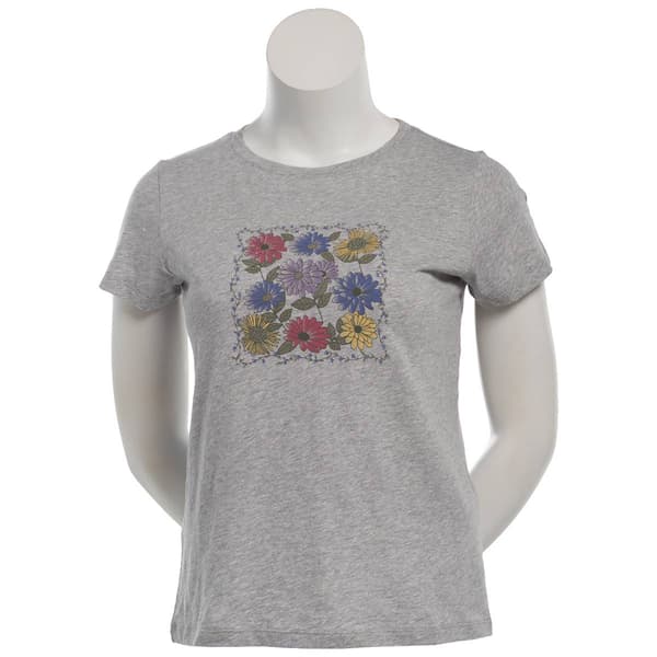 Womens Mountain Ridge Short Sleeve Daisy Crew Neck Graphic Tee