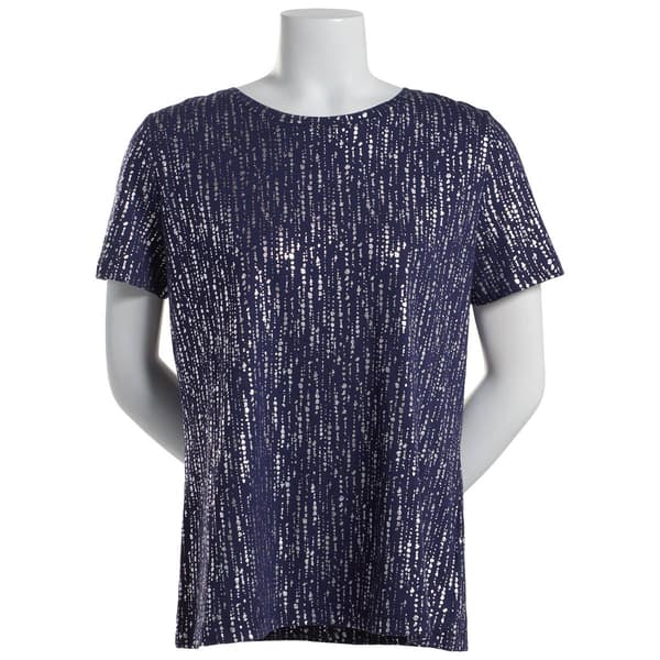 Womens Emily Daniels Short Sleeve Foil Dotted Lines Tee - image 
