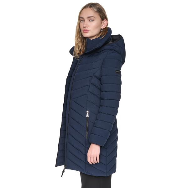 Womens DKNY Stretch Down & Puffer Coat with Bib