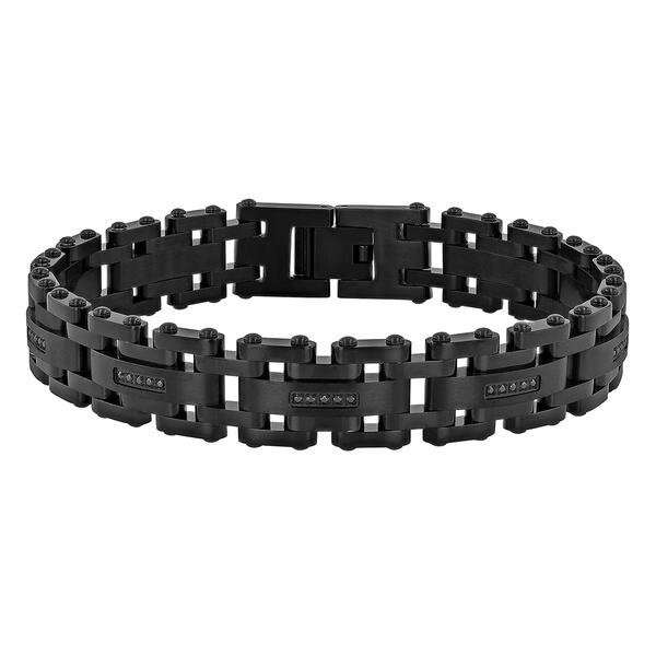 Mens Gentlemens Classics&#40;tm&#41; Black Stainless Steel Link Bracelet - image 