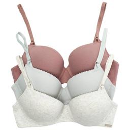 Womens Nautica 3pk. Rib Cottn T-Shirt Bras w/Picot Edge-NT1797