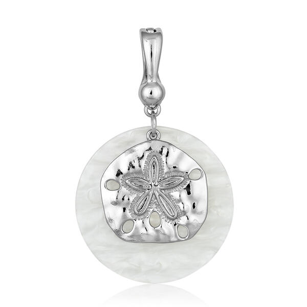 Wearable Art Silver/White Sand Dollar Enhancer Pendant - image 