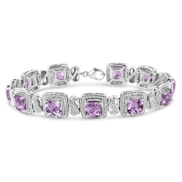 Haus of Brilliance Purple Amethyst & 1/10ctw.. Diamond Bracelet - image 