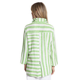 Womens Ali Miles 3/4 Sleeve Yarn Dye Striped Blouse w/Back Zipper