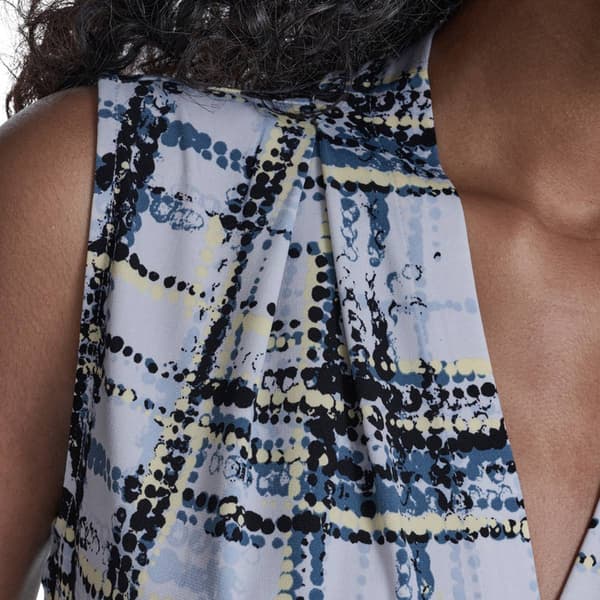 Womens Calvin Klein Sleeveless V Neck Geometric Abstract Blouse