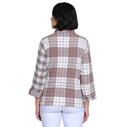 Plus Size Ali Miles 3/4 Cuff Sleeve Plaid Button Front Blouse