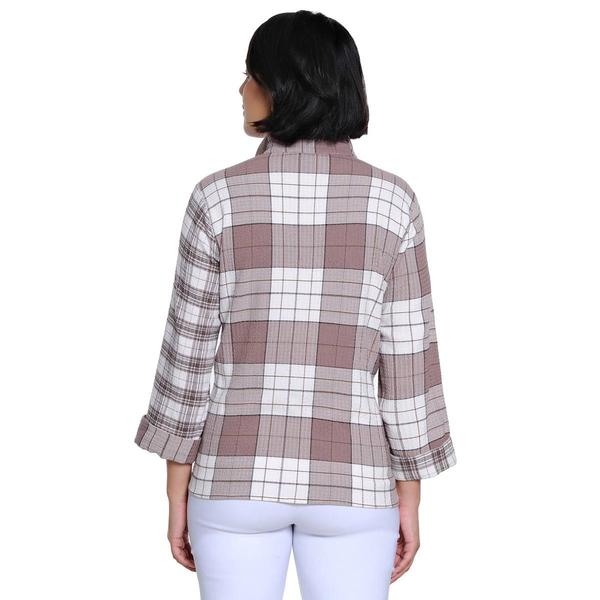 Plus Size Ali Miles 3/4 Cuff Sleeve Plaid Button Front Blouse