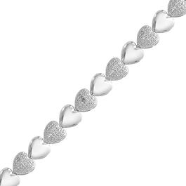 Gianni Argento Silver 1/4ctw. Diamond Heart Link Bracelet