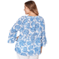 Plus Size Hearts of Palm Embraceable Blue Floral Crinkle Blouse - image 2