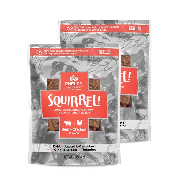 Phelps Wellness 2pk. Squirrel Attention Focusing Dog Treats