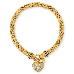 Nine West Gold-Tone Heart Charm Mesh Stretch Bracelet