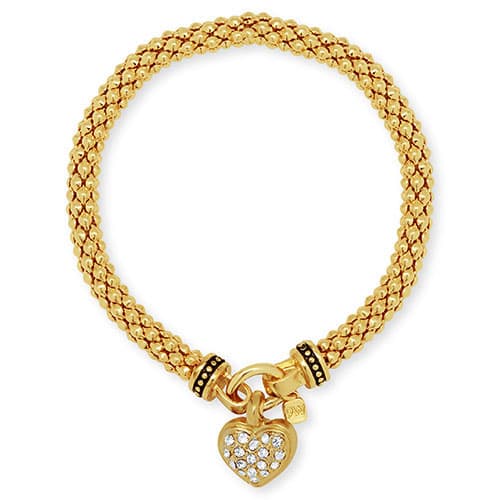 Nine West Gold-Tone Heart Charm Mesh Stretch Bracelet - image 