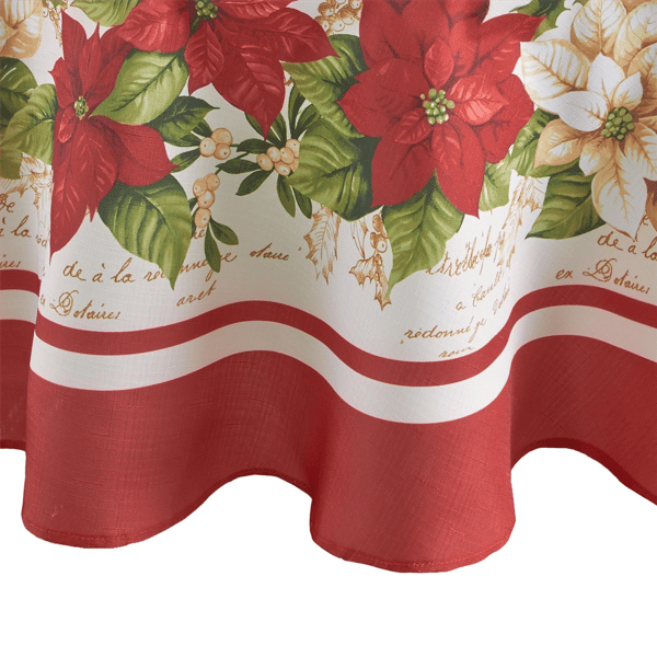 Threadmade Red & White Poinsettias Tablecloth
