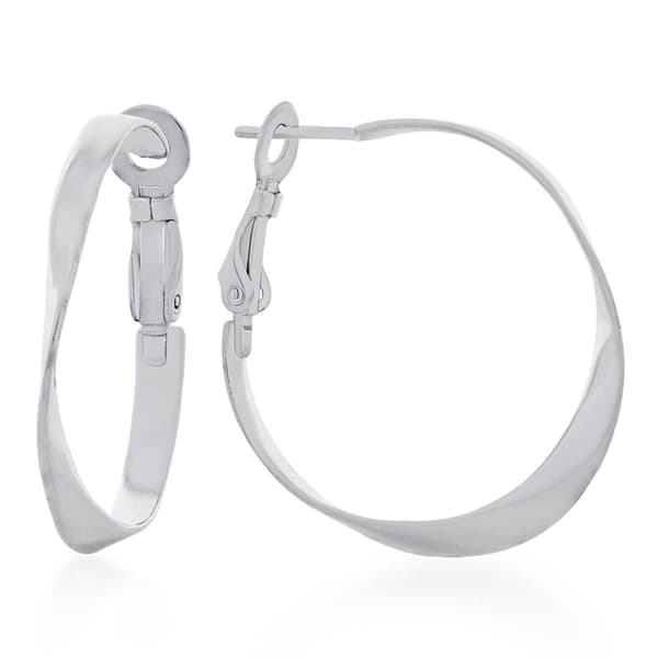 Forever New Sterling Silver Twisted Ribbon Hoop Earrings