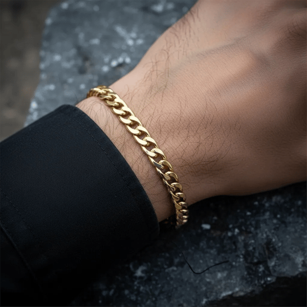 Mens Iron Saints 6mm Cuban Link 18kt. Gold Plating Necklace Set