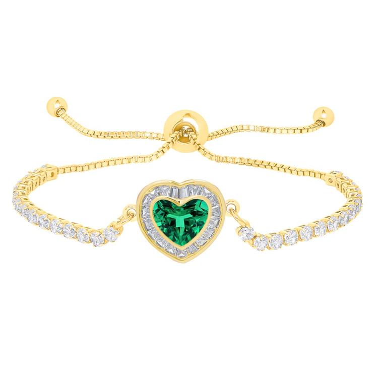 Gemstone by Gianni Argento Gold Plated Baguette Heart Bracelet