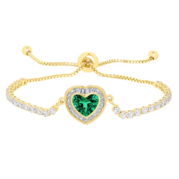 Gemstone by Gianni Argento Gold Plated Baguette Heart Bracelet - image 