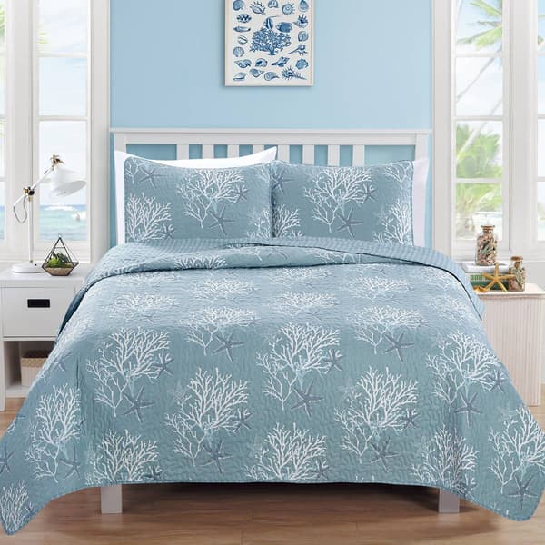FreshFolds 3pc. Reversible Coastal Themed Quilt Set