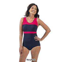 Womens Dolfin&#174; Aquashape Color Block Conservative Swimsuit
