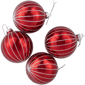 Northlight 4ct Shiny Red Striped Glass Ball Christmas Ornaments - image 4