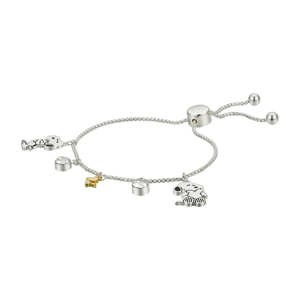 Shine Snoopy and Woodstock Cubic Zirconia Bolo Bracelet