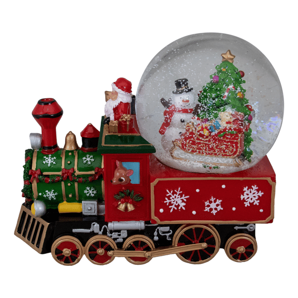 Northlight 8.5in. Green & Red Christmas Train Snow Globe - image 