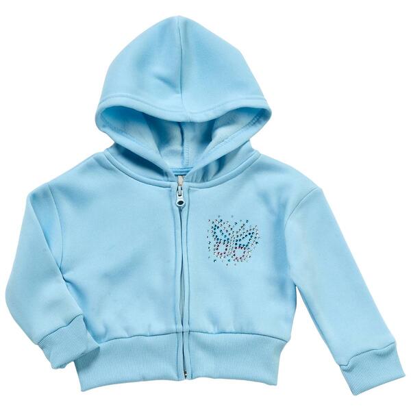 Toddler Girl Sweet Butterfly Bejeweled Fleece Hoodie - Butterfly - image 