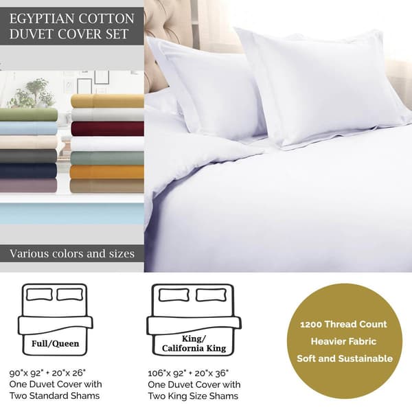 Superior 1200 Thread Count Solid Egyptian Cotton Duvet Cover Set