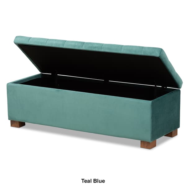 Baxton Studio Roanoke Grid Tufted Storage Ottoman Bench