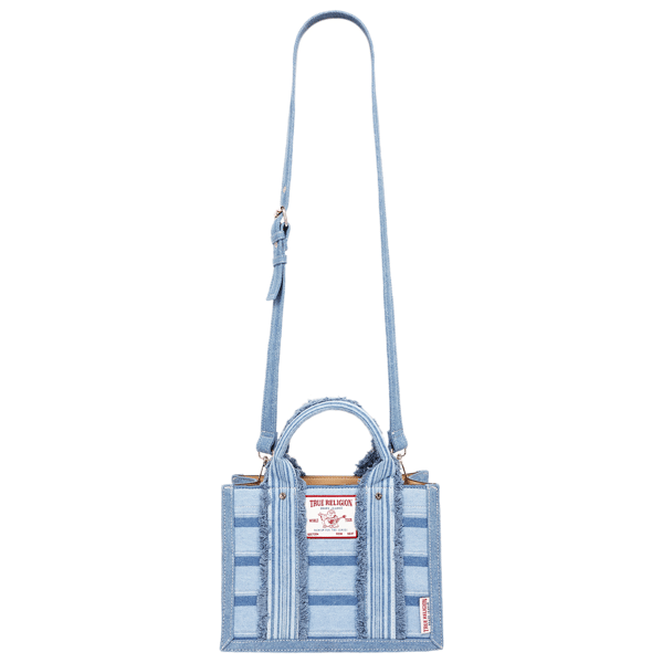 True Religion Multi-Stripe Denim Modern Tote With Crossbody Strap