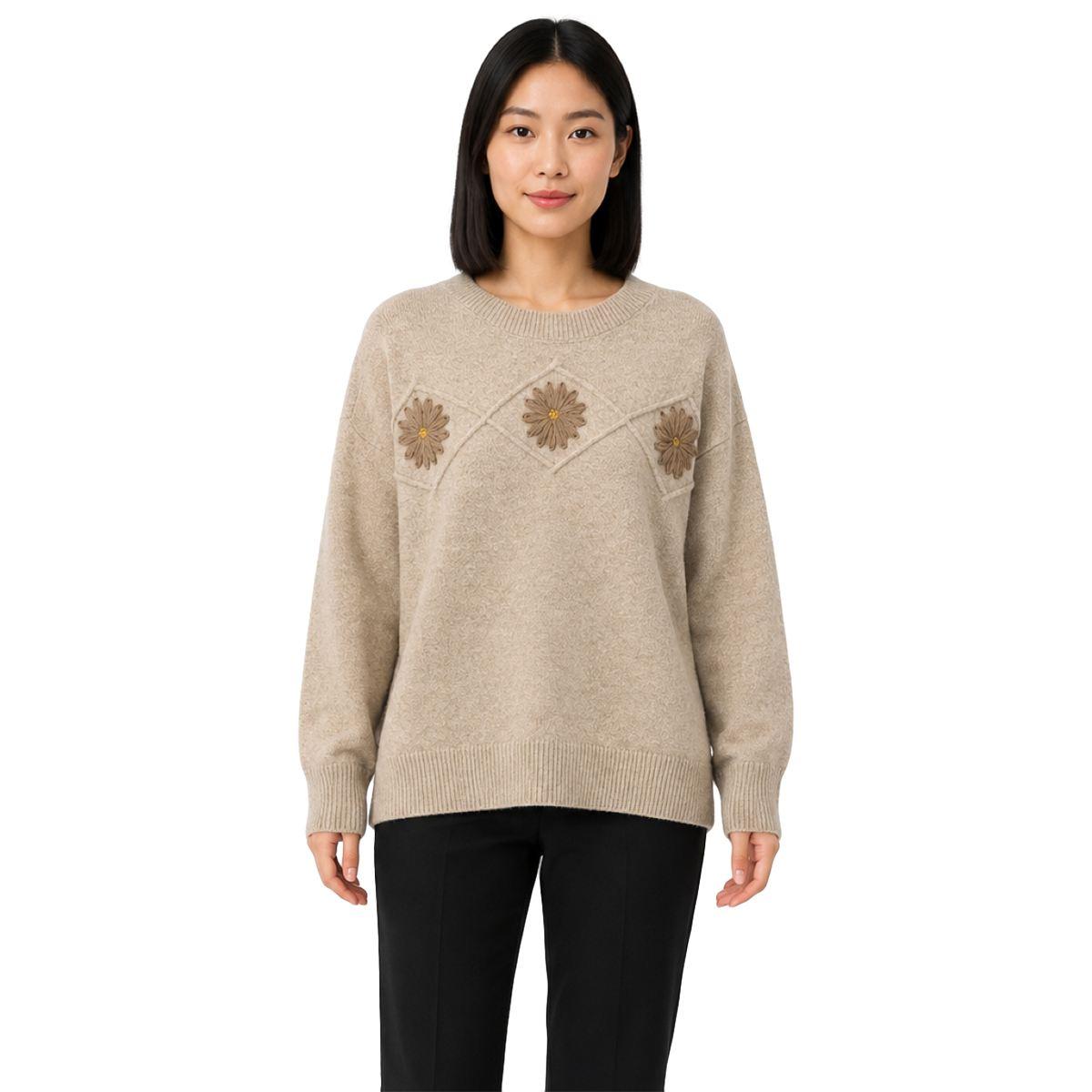 Petite Zac & Rachel Long Sleeve Daisy Floral Sweater