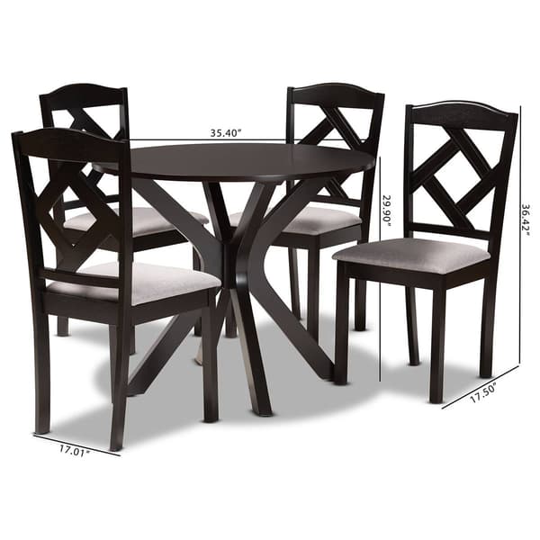 Baxton Studio Carlin Modern Dark Brown Wood 5pc. Dining Set