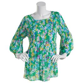 Womens Floral & Ivy 3/4 Sleeve Round Neck Floral Blouse