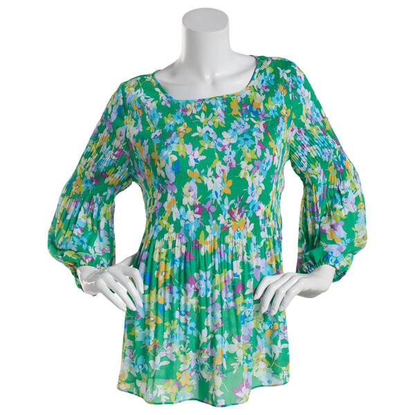 Womens Floral & Ivy 3/4 Sleeve Round Neck Floral Blouse - image 