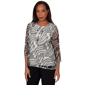 Petite Alfred Dunner Detail Driven 3/4 Sleeve Abstract Blouse - image 3