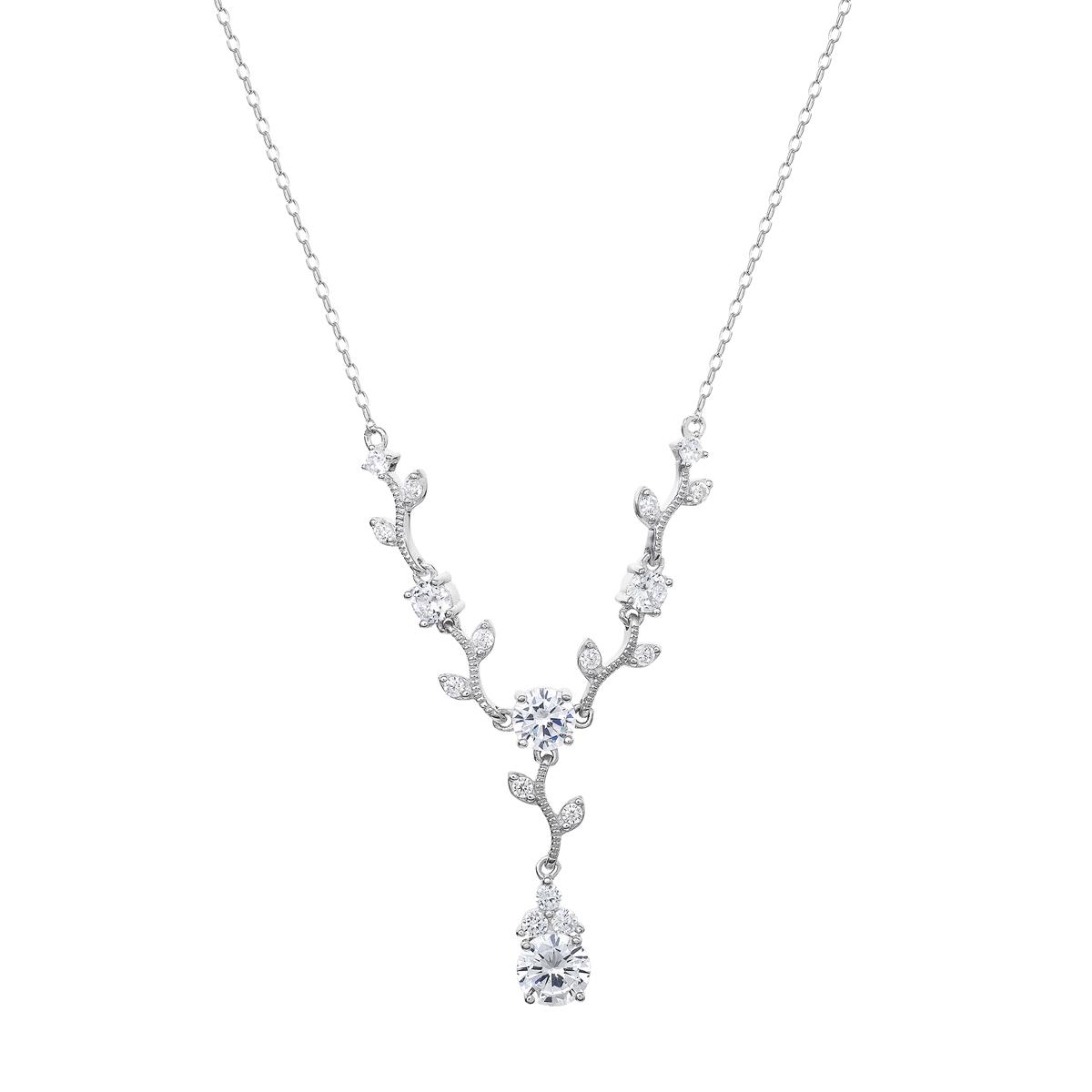 Splendere Sterling Silver CZ Twig Y-Necklace